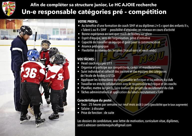 Ice hockey coach encouraging team of young hockey players on ice in hockey arena