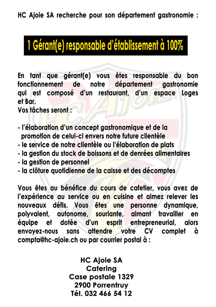 annonce gérant Puck