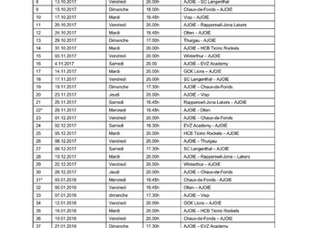 Calendrier HCA 2017-2018