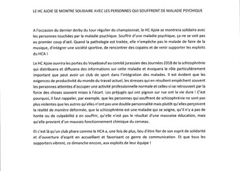 Le HC AJOIE solidaire