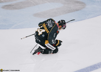 64 Scheidegger Joel, But, C.G Photographie, Club National League, Colin Girard, HC Ajoie, HC Davos, HCA, HCAjoie, Hockey Club Ajoie, NL, National League, Porrentruy, RAIFFEISEN ARENA, Saison 2023-24, célébration, hockey, patinoire
