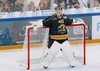 40 Ciaccio Damiano, C.G Photographie, Club National League, Colin Girard, Gardien, HC Ajoie, HC Davos, HCA, HCAjoie, Hockey Club Ajoie, Joueurs NL, NL, National League, Porrentruy, RAIFFEISEN ARENA, Saison 2023-24, hockey, patinoire